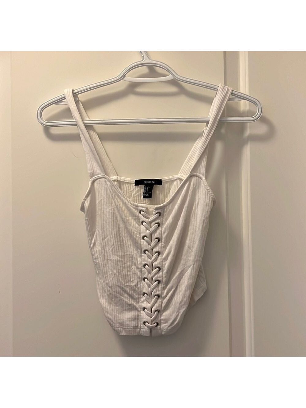 💥4 for $25💥 White Lace-Up Crop Top Tank